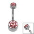 Titanium Internal Thread Flat Back Double Jewelled Belly Bar