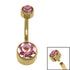Titanium Internal Thread Flat Back Double Jewelled Belly Bar