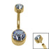 Titanium Internal Thread Flat Back Double Jewelled Belly Bar