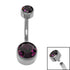 Titanium Internal Thread Flat Back Double Jewelled Belly Bar