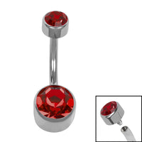 Titanium Internal Thread Flat Back Double Jewelled Belly Bar