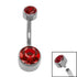Titanium Internal Thread Flat Back Double Jewelled Belly Bar