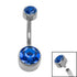 Titanium Internal Thread Flat Back Double Jewelled Belly Bar