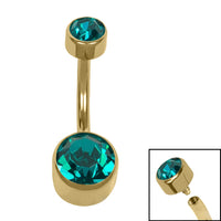 Titanium Internal Thread Flat Back Double Jewelled Belly Bar