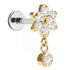 Titanium Internally Threaded Labrets 1.2mm - Jewelled Primrose Flower with Solitaire Drop