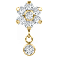Titanium Internal Primrose Flower with Solitaire Drop Gem Top