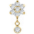Titanium Internal Primrose Flower with Solitaire Drop Gem Top