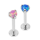 Titanium Internally Threaded Labrets 1.2mm - Claw Set Synth Opal Ball