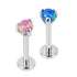 Titanium Internally Threaded Labrets 1.2mm - Claw Set Synth Opal Ball