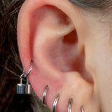 Titanium Hinged Clicker Ring with Titanium Padlock Charm