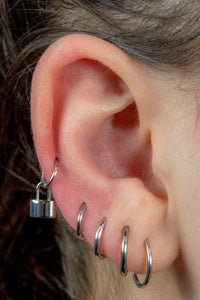 Titanium Hinged Clicker Ring with Titanium Padlock Charm
