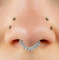 Titanium Raindrop Cluster Marquise Hinged Clicker Ring