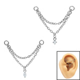 Steel Jewelled Double Piercing Connector Chains
