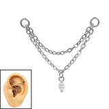 Steel Jewelled Double Piercing Connector Chains