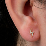 Zura 14ct Solid Gold Threadless (Bend fit) Claw Set CZ Jewelled Lightning Bolt Top