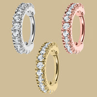 Steel 2.2mm Pave Set Jewelled Edge Hinged Clicker Ring