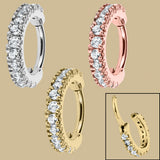 Steel 2.2mm Pave Set Jewelled Edge Hinged Clicker Ring