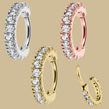 Steel 2.2mm Pave Set Jewelled Edge Hinged Clicker Ring