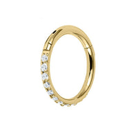 Gold Titanium 1.2mm Kai Pave Set Jewelled Edge Hinged Clicker Ring