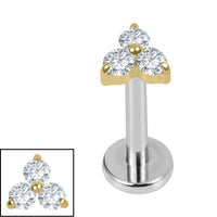 Titanium Internal Thread Lab Grown Diamonds Trinity Labret