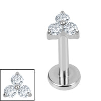Titanium Internal Thread Lab Grown Diamonds Trinity Labret