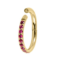 Gold Titanium 1.2mm Kai Pave Set Jewelled Edge Hinged Clicker Ring