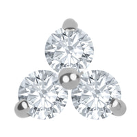 Titanium Internally Threaded Labrets 1.2mm - Lab Grown Diamonds Trifecta Trinity
