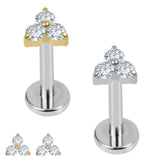 Titanium Internal Thread Lab Grown Diamonds Trinity Labret
