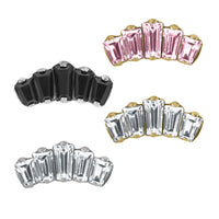 Titanium Internally Threaded Labrets 1.2mm - Titanium Five Jewelled Art Deco Baguette Fan