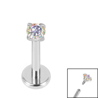 Titanium Internally Threaded Labrets 1.2mm - 2.5mm Titanium Claw Set Round CZ Jewel