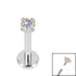 Titanium Internally Threaded Labrets 1.2mm - 2.5mm Titanium Claw Set Round CZ Jewel