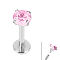 Titanium Internally Threaded Labrets 1.2mm - 4mm Titanium Claw Set Round CZ Jewel