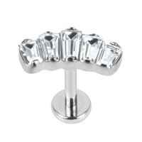 Titanium Internally Threaded Labrets 1.2mm - Titanium Five Jewelled Art Deco Baguette Fan