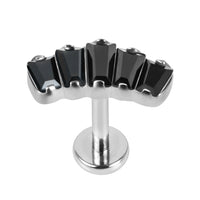 Titanium Internally Threaded Labrets 1.2mm - Titanium Five Jewelled Art Deco Baguette Fan