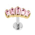 Titanium Internally Threaded Labrets 1.2mm - Titanium Five Jewelled Art Deco Baguette Fan