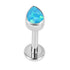 Titanium Internally Threaded Labrets 1.2mm - Bezel Set Synth Opal Pear
