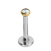 Titanium Threadless (Bend-fit) Labrets - Gold Bezel Set Jewelled Balls