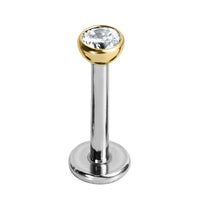 Titanium Threadless (Bend-fit) Labrets - Gold Bezel Set Jewelled Balls