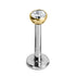 Titanium Threadless (Bend-fit) Labrets - Gold Bezel Set Jewelled Balls