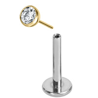 Titanium Threadless (Bend-fit) Labrets - Gold Bezel Set Jewelled Balls