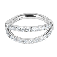 Titanium Double Jewelled Band Hinged Clicker Ring
