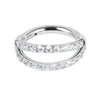 Titanium Double Jewelled Band Hinged Clicker Ring