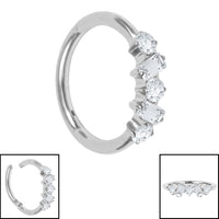 Titanium Abstract Jewelled Hinged Clicker Ring