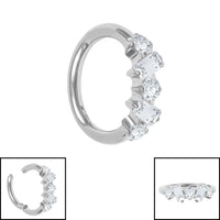 Titanium Abstract Jewelled Hinged Clicker Ring