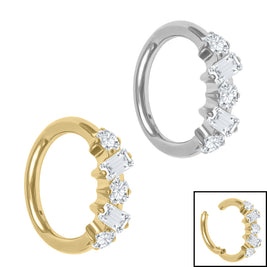 Titanium Abstract Jewelled Hinged Clicker Ring