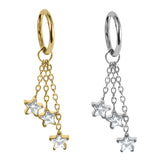 Titanium Hinged Clicker Ring with Titanium Trilogy Jewel Star Charm