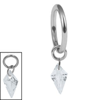 Titanium Hinged Clicker Ring with Titanium Delphi Jewelled Charm