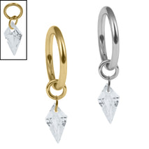 Titanium Hinged Clicker Ring with Titanium Delphi Jewelled Charm