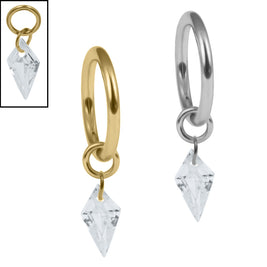 Titanium Hinged Clicker Ring with Titanium Delphi Jewelled Charm