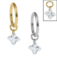 Titanium Hinged Clicker Ring with Titanium Sundrop Jewelled Charm